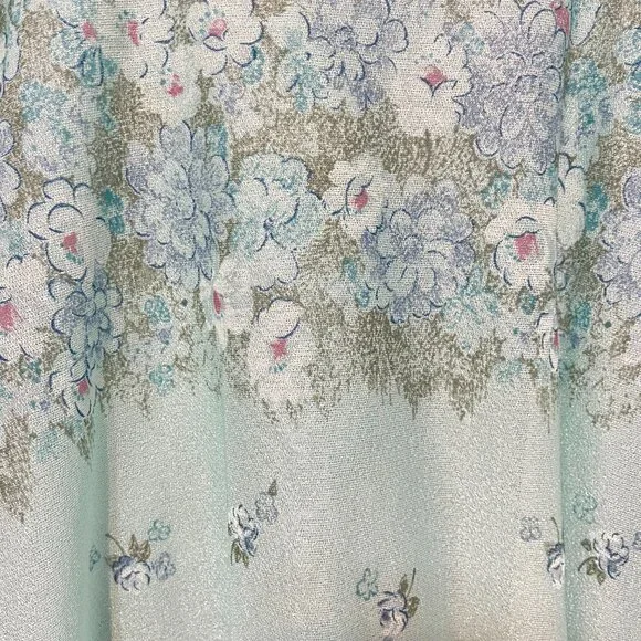 Vintage FRANCIS GALE 70s Aquamarine Floral Print Cape Dress - Size S/M - Picture 6 of 16